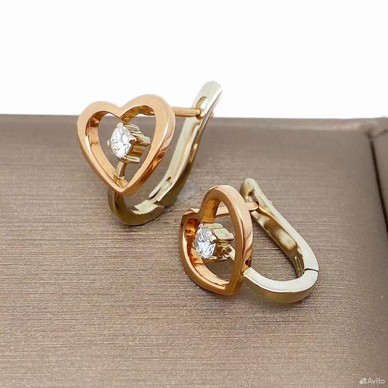 Золотые серьги с бриллиантами 585пр. вес: 3,97гр