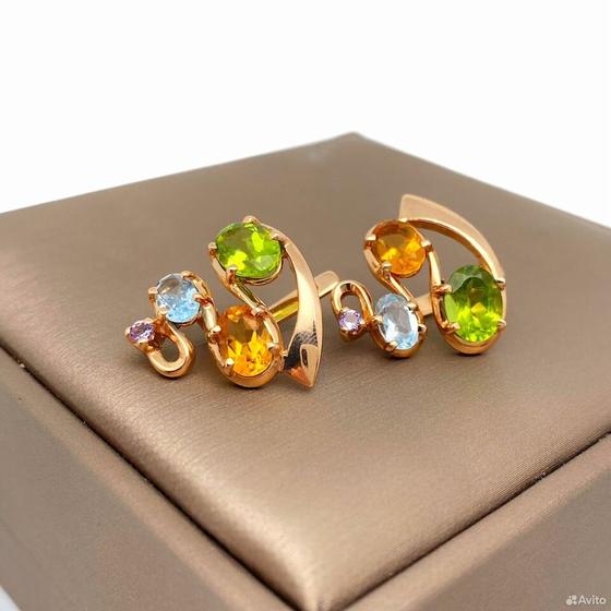 Золотые серьги с камнями 585пр. вес: 7,92гр