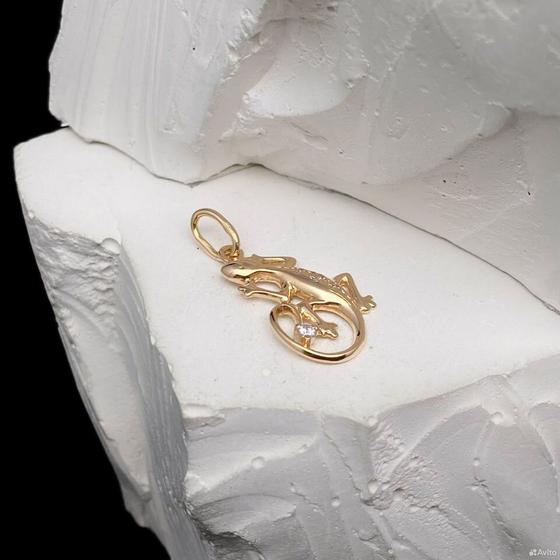 Золотая подвеска с камнями 585пр. вес: 1,30гр