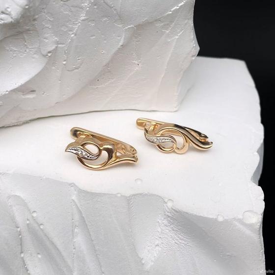 Золотые серьги с бриллиантами 585пр. вес: 3,14гр