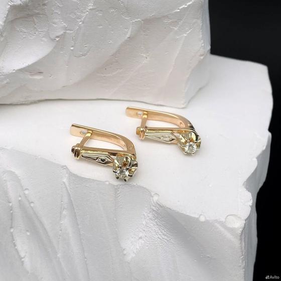 Золотые серьги с бриллиантами 585пр. вес: 3,54гр