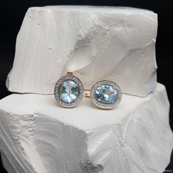 Золотые серьги с камнями 585пр. вес: 8,12гр