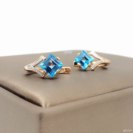 Золотые серьги с камнями 585пр. вес: 3,70гр