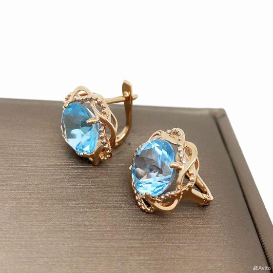 Золотые серьги с камнями 585пр. вес: 4,24гр
