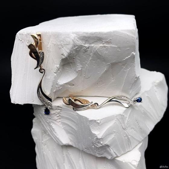 Золотые серьги с бриллиантами 585пр. вес: 6,69гр