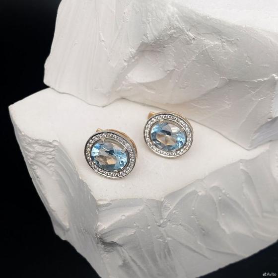 Золотые серьги с камнями 585пр. вес: 8,12гр