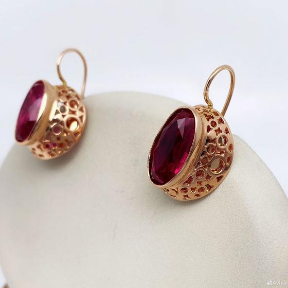 Золотые серьги с камнями 583пр. вес: 9,66гр