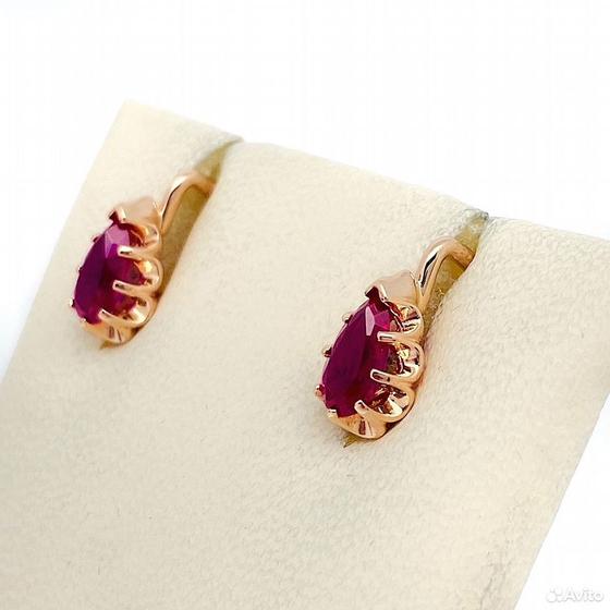 Золотые серьги с камнями 585пр. вес: 2,34гр