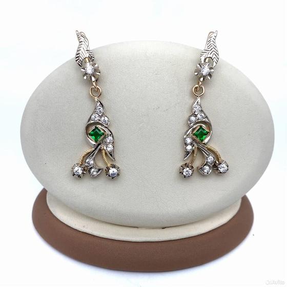 Золотые серьги с камнями 583пр. вес: 11,09гр