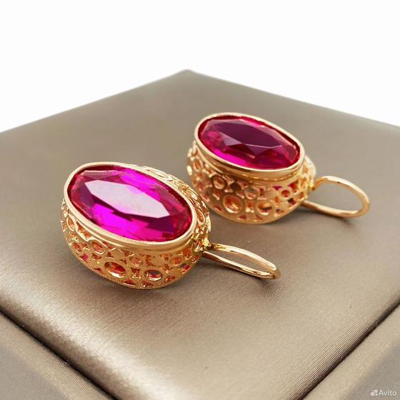 Золотые серьги с камнями 583пр. вес: 9,66гр