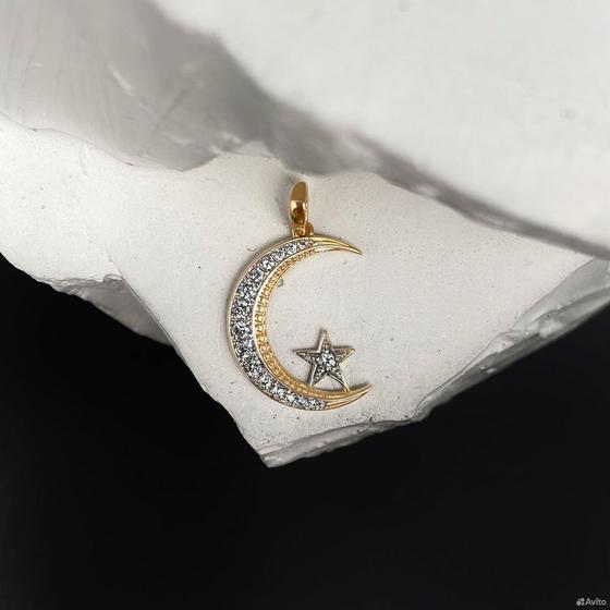 Золотая подвеска с камнями 585пр. вес: 1,56гр