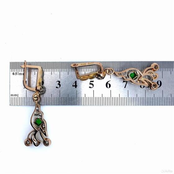 Золотые серьги с камнями 583пр. вес: 11,09гр