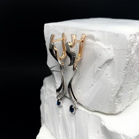 Золотые серьги с бриллиантами 585пр. вес: 6,69гр