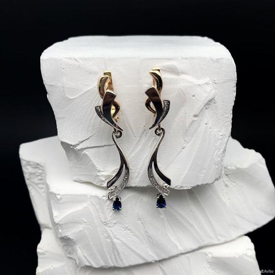 Золотые серьги с бриллиантами 585пр. вес: 6,69гр