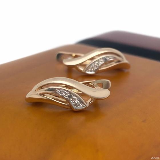 Золотые серьги с бриллиантами 585пр. вес: 2,24гр