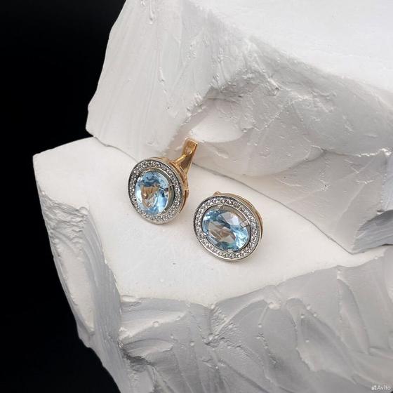 Золотые серьги с камнями 585пр. вес: 8,12гр